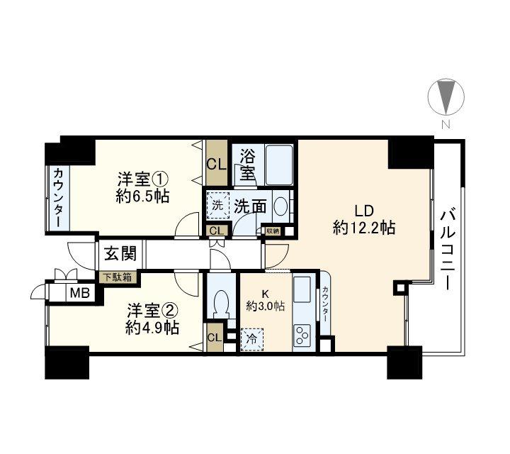 ニューシティ東戸塚パークハウス南の街(2LDK/3階)の間取り写真