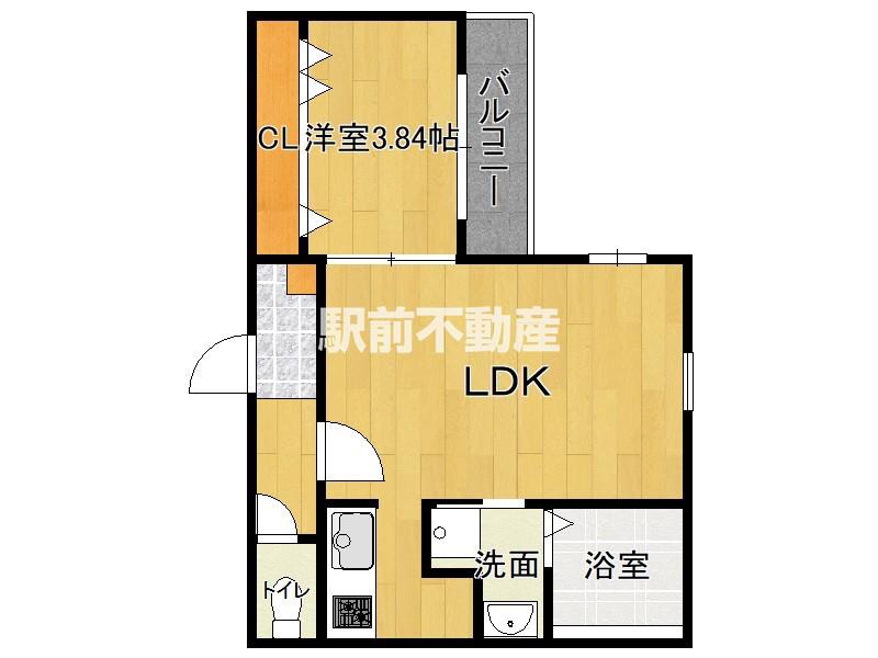CHERIM姪浜西II(1LDK/1階)の間取り写真
