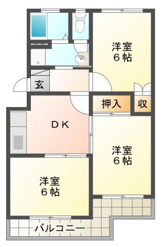 ルミエールマイII(3DK/2階)の間取り写真
