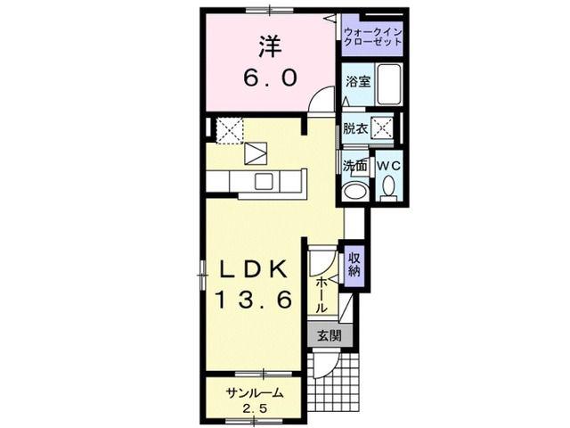 MIHO III(1LDK/1階)の間取り写真