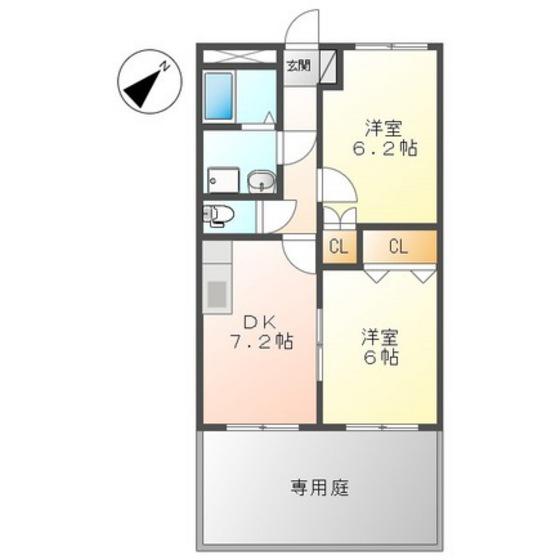 ジューエイハイツ(2DK/1階)の間取り写真