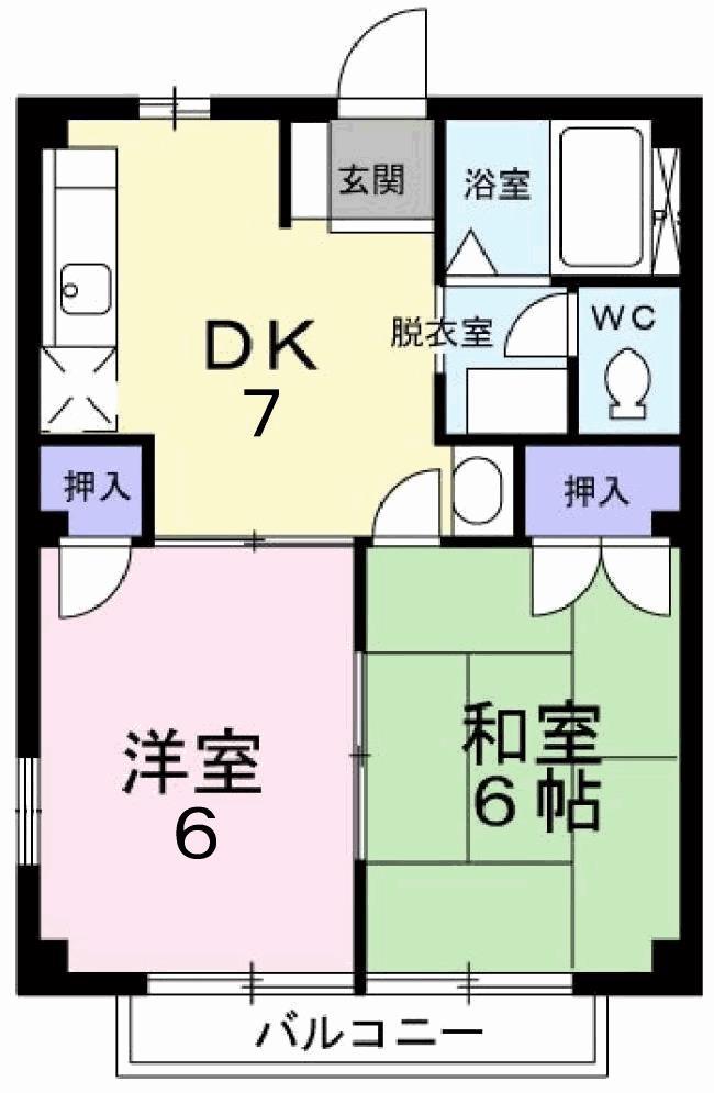 プレドパルクA(2DK/1階)の間取り写真