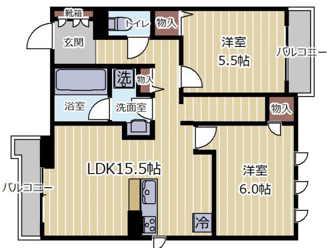 DI VALORE(2LDK/1階)の間取り写真