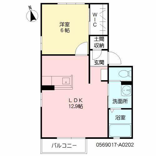 まほろば I(1LDK/2階)の間取り写真