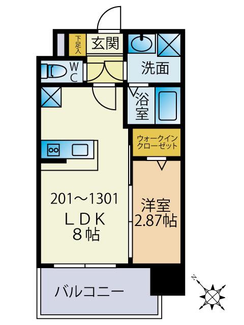 MODERN PALAZZO 天神東 NEURO(1LDK/5階)の間取り写真