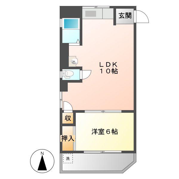 COURT本陣(1LDK/3階)の間取り写真