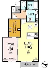 恵比寿III(1LDK/1階)の間取り写真