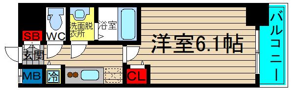 プレサンス難波駅前(1K/6階)の間取り写真