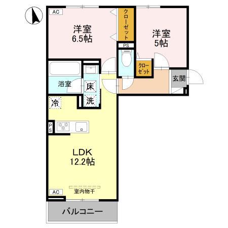 CHARME(2LDK/1階)の間取り写真