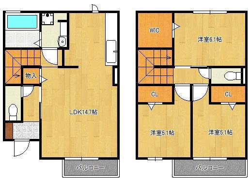 D-ROOM守恒 B棟(3LDK/1階)の間取り写真