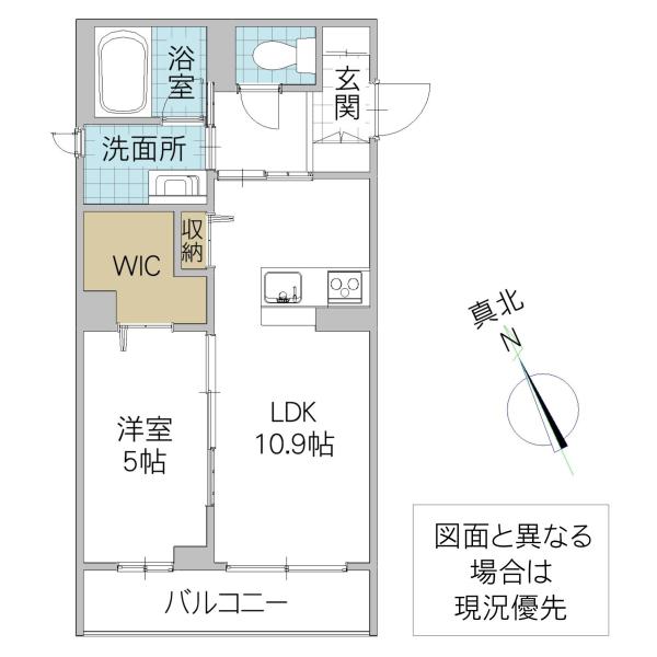 リベラル五軒町(1LDK/3階)の間取り写真