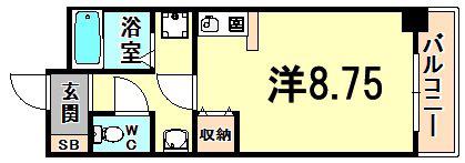 セレーノ稲野(ワンルーム/3階)の間取り写真