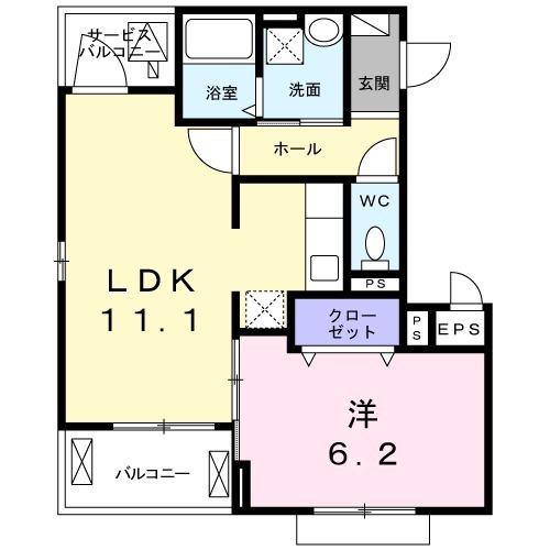 ホームズ豊田ウエスト(1LDK/3階)の間取り写真