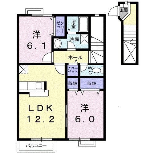 プラシード (2LDK/2階)の間取り写真