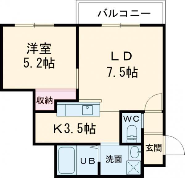 アン ジュード(1LDK/3階)の間取り写真