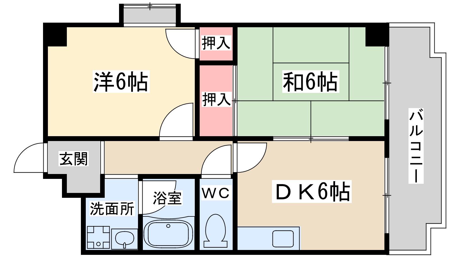 クーランデール天神橋(2DK/5階)の間取り写真