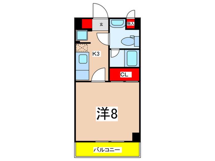ヴィヴァーチェ日吉(1K/3階)の間取り写真