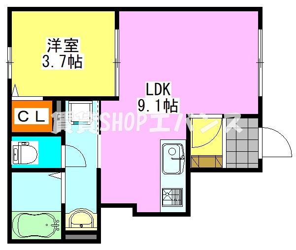 リーブルファイン船橋芝山(1LDK/1階)の間取り写真