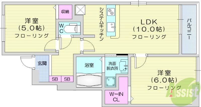 シエルグランデ(2LDK/1階)の間取り写真