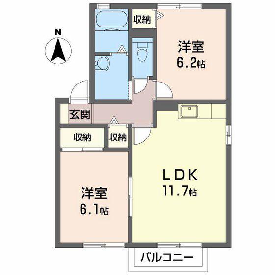 メゾン明日香(2LDK/2階)の間取り写真