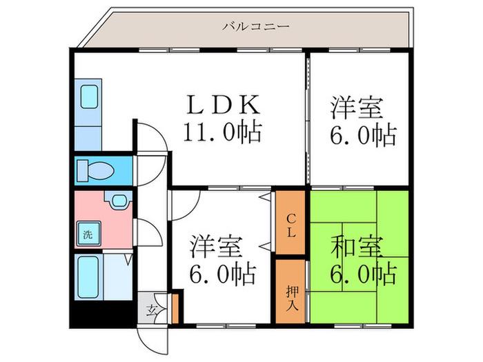 グランディール21(3LDK/3階)の間取り写真