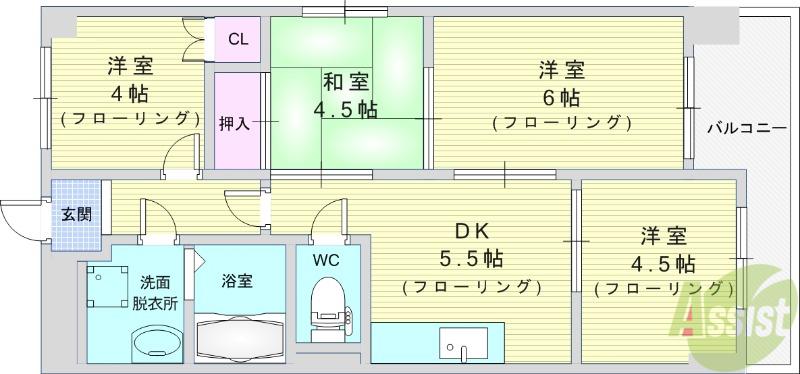 シャルマン山手(4DK/2階)の間取り写真