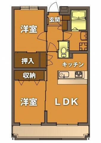 ヴィブレ大原(2LDK/2階)の間取り写真