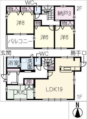 LUCENT SQUARE TAKASU(4SLDK/2階)の間取り写真