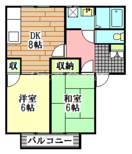フレグランス名東A(2DK/2階)の間取り写真