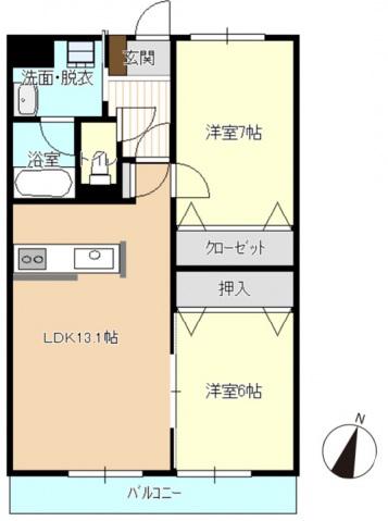 サンフォーレ(2LDK/3階)の間取り写真