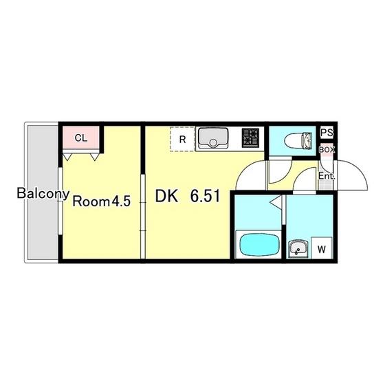 ラグランジュ新川崎(1DK/3階)の間取り写真