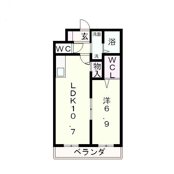 アースマーシマンションII(1LDK/2階)の間取り写真