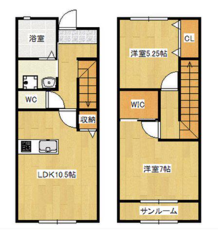 テタンジェ(2LDK/1階)の間取り写真