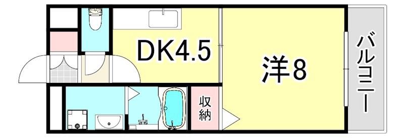 コスモスコート(1DK/3階)の間取り写真