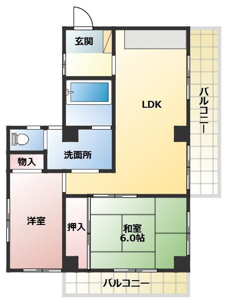ベルクレスト(2LDK/3階)の間取り写真