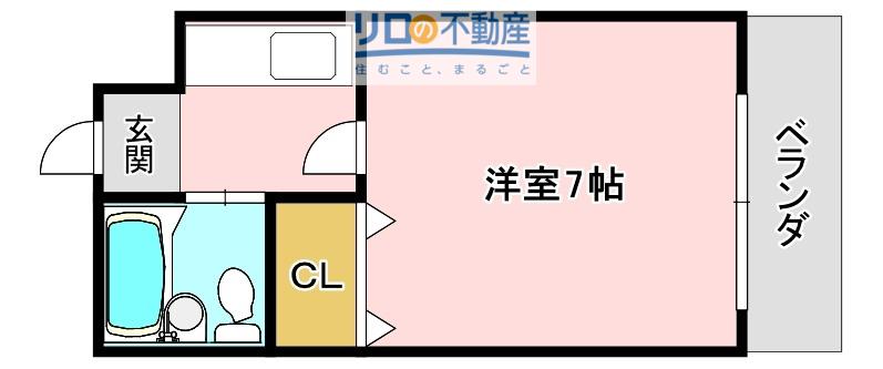 アメニティハイツオカモト(1K/2階)の間取り写真