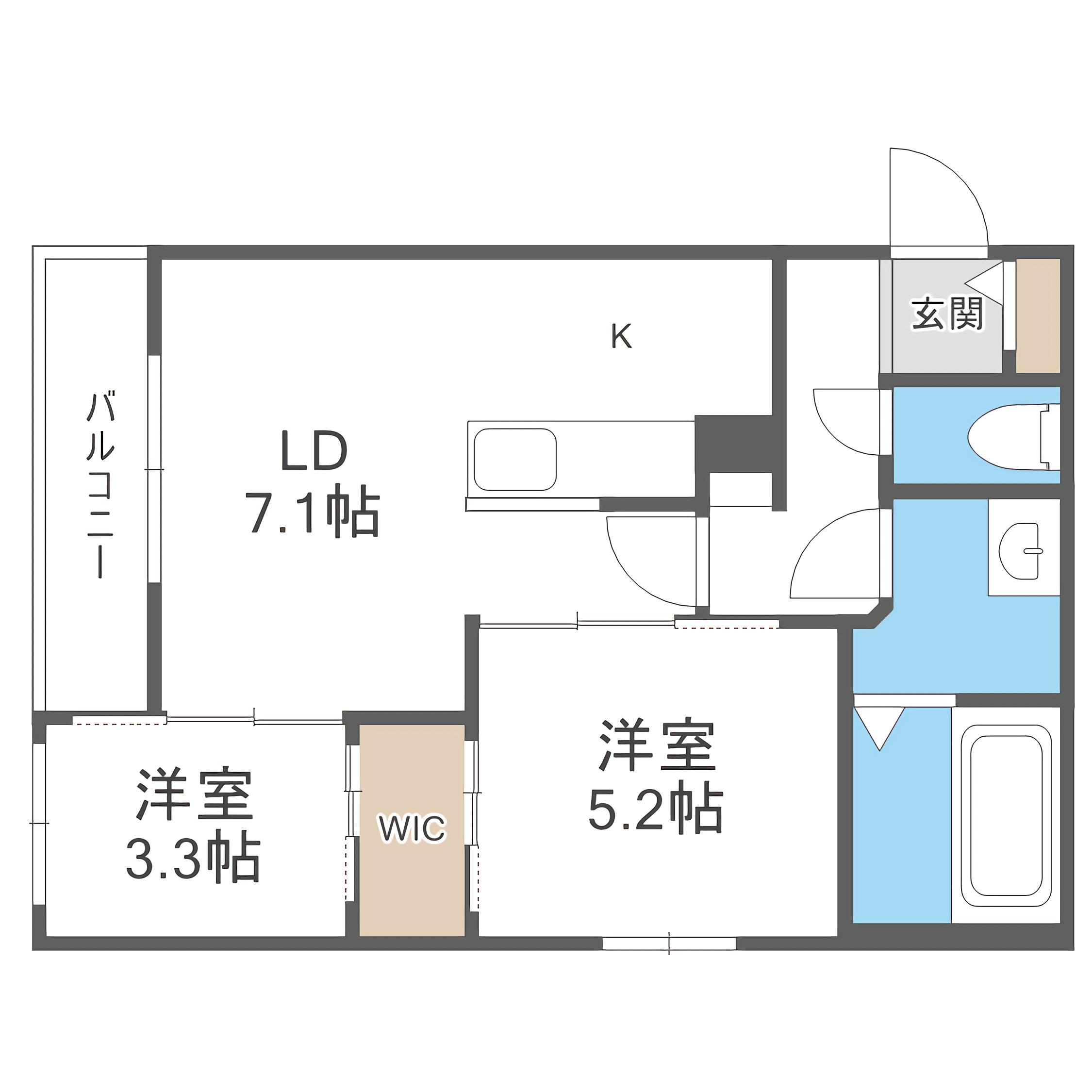 ライトベルー南9条ー(2SDK/3階)の間取り写真