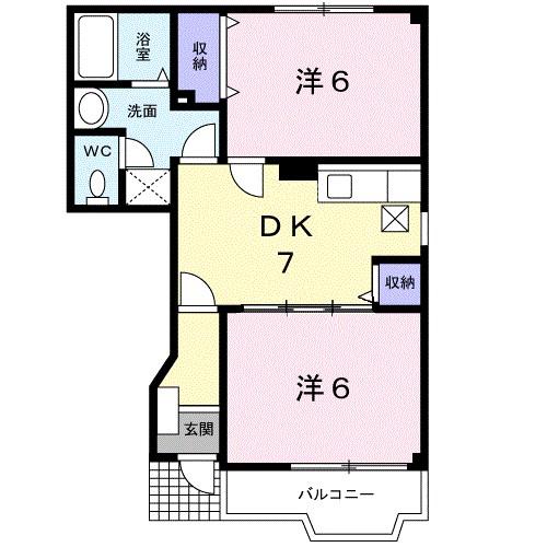 グレイス・メゾンA(2DK/1階)の間取り写真