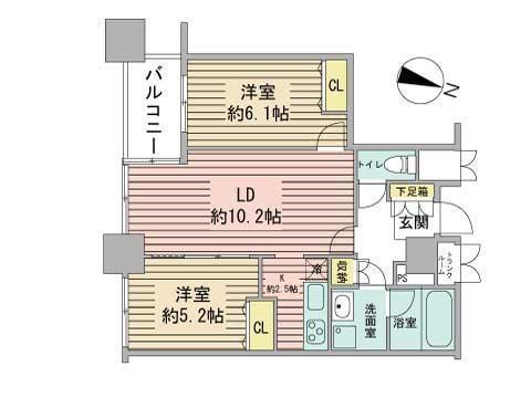 ラフィネタワー札幌南3条(2LDK/22階)の間取り写真