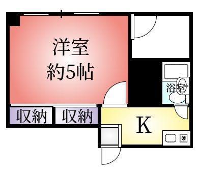 イーストビル(ワンルーム/5階)の間取り写真