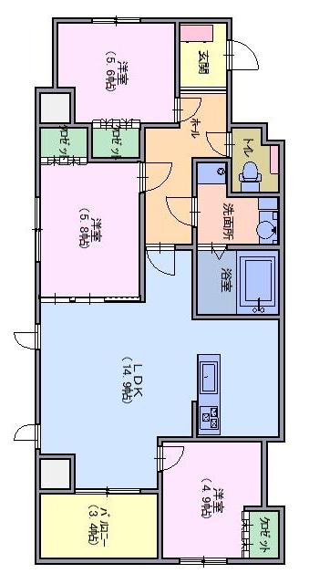 ファインステイジ柳町(3LDK/7階)の間取り写真