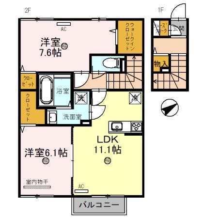 LAKE SHIP(2LDK/2階)の間取り写真