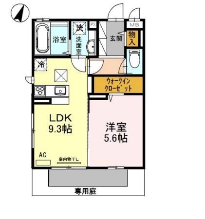 ディールーム高羽(1LDK/1階)の間取り写真