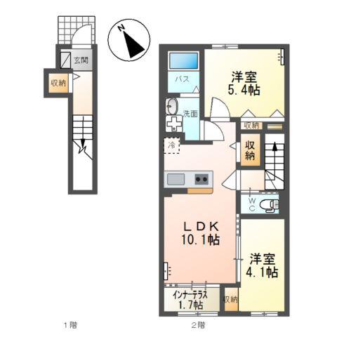 プレシア(2LDK/2階)の間取り写真
