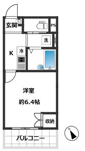 サンライズ西船橋(1K/3階)の間取り写真