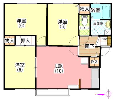 ロイヤルガーデン堂ノ沢(3LDK/2階)の間取り写真