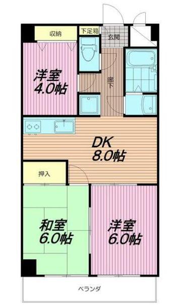 小茂根2丁目貸マンション(3DK/3階)の間取り写真