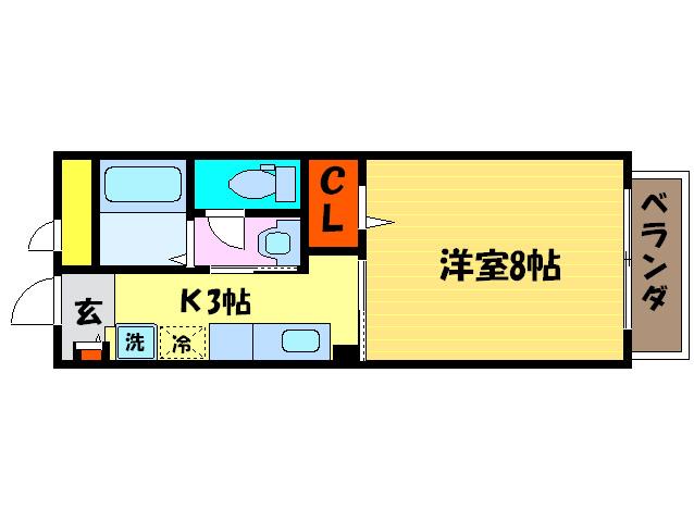 グレースフル長岡京(1K/1階)の間取り写真