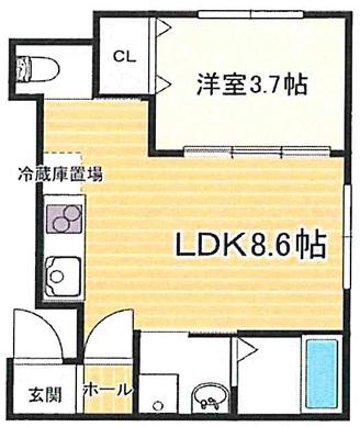 リープラスたつの大道(1LDK/2階)の間取り写真