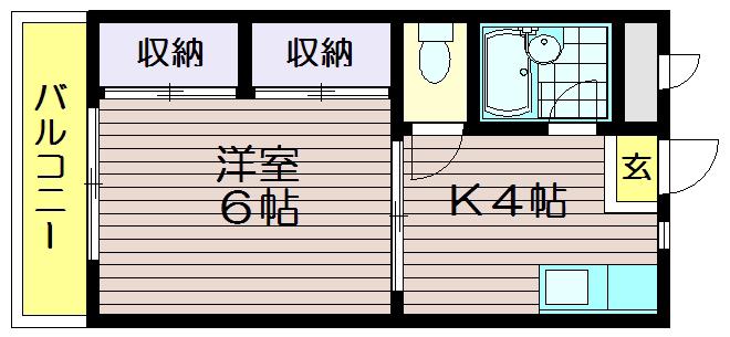 森屋マンション(1K/2階)の間取り写真